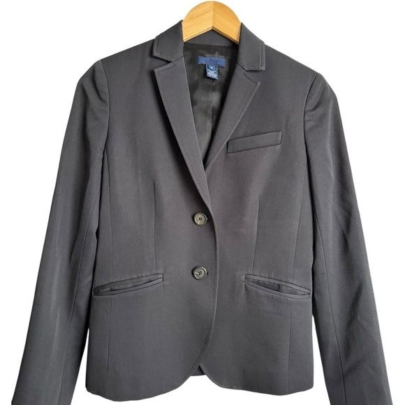 J. Crew Women’s School Boy Wool Blazer Size 2 Black Shoulder Pad Single Breasted - Picture 4 of 9